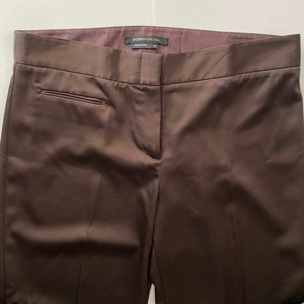 BCBGMaxAzria chocolate brown crop satin pants size 6 - Picture 7 of 11